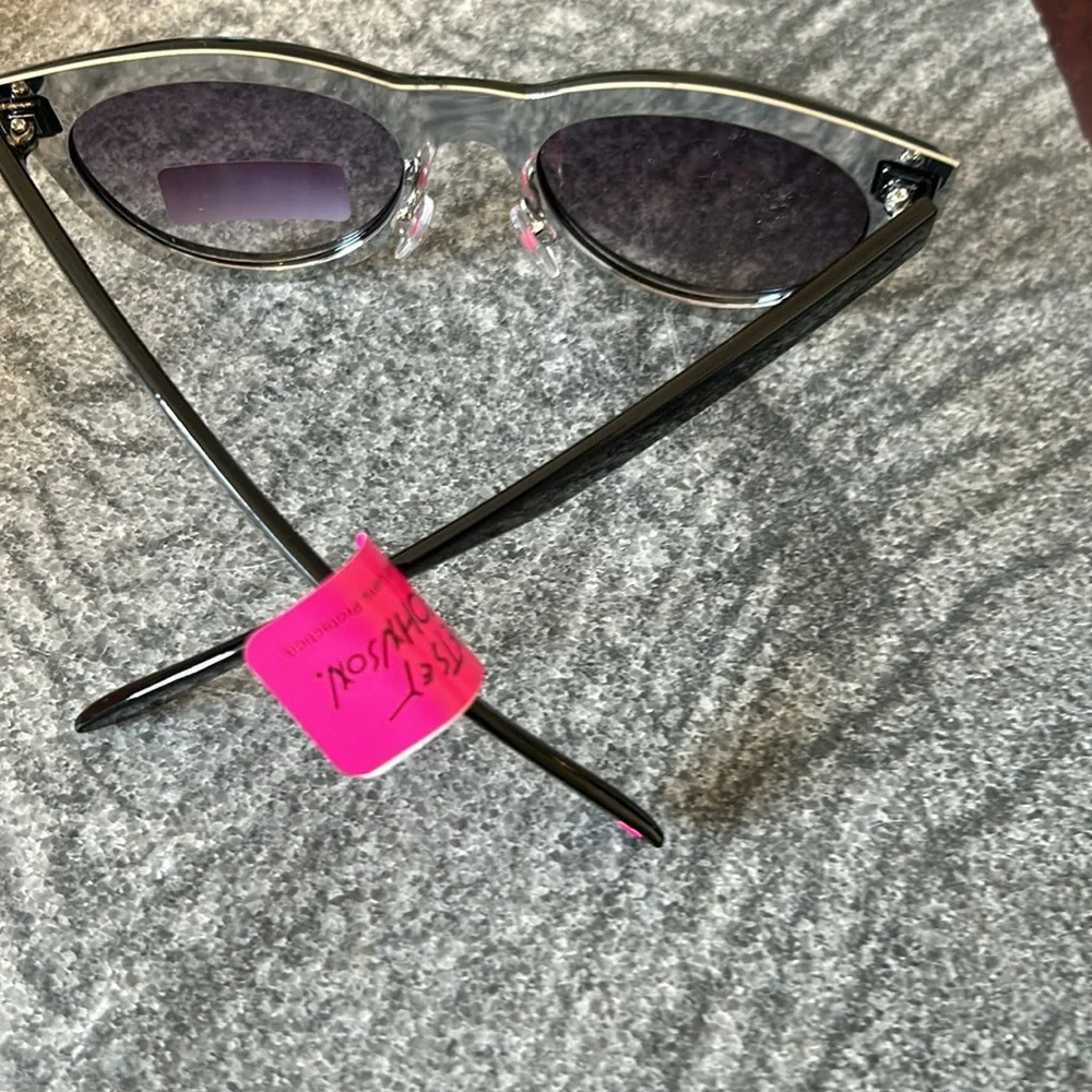New Betsey Johnson Sunglasses Black With Silver Rimmed Glasses Star Pink Heart